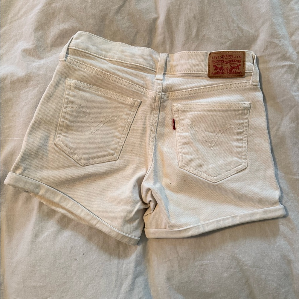 Levi's White Women's Denim Roll-Cuff Shorts